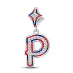 Sterling Silver I Love Paris - Letter P Charms With Enamel In White Gold Plated