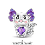 Sterling Silver Lovely Axolotl Birthstone Charms With Enamel In White Gold Plated - Heartful Hugs Collection