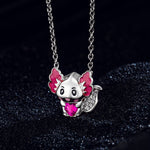 Sterling Silver Lovely Axolotl Birthstone Charms With Enamel In White Gold Plated - Heartful Hugs Collection