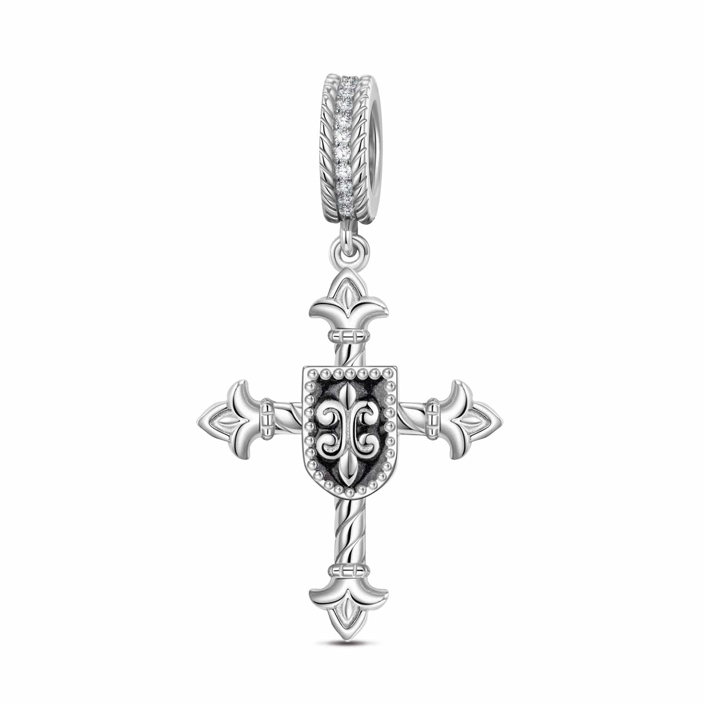 Sterling Silver XL Size The Eye of God Charms With Enamel In Blackened 925 Sterling Silver Plated For Men