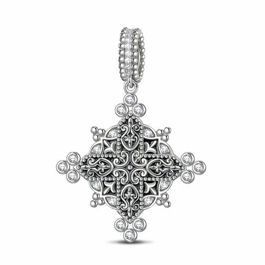 gon- Sterling Silver XL Size Light of Glory Charms With Enamel In Blackened 925 Sterling Silver Plated For Men