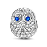 Sterling Silver Big Eyes Owl Animal Charms In White Gold Plated