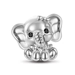 Sterling Silver Baby Elephant Animal Charms In White Gold Plated