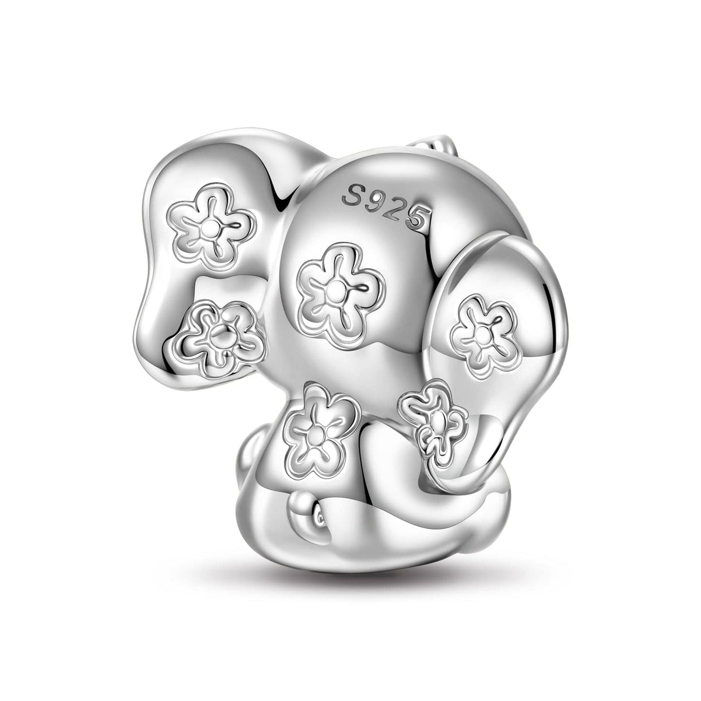 Sterling Silver Baby Elephant Animal Charms In White Gold Plated