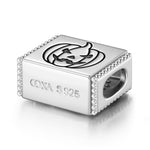 Sterling Silver Halloween Pumpkin Rectangular Charms In White Gold Plated