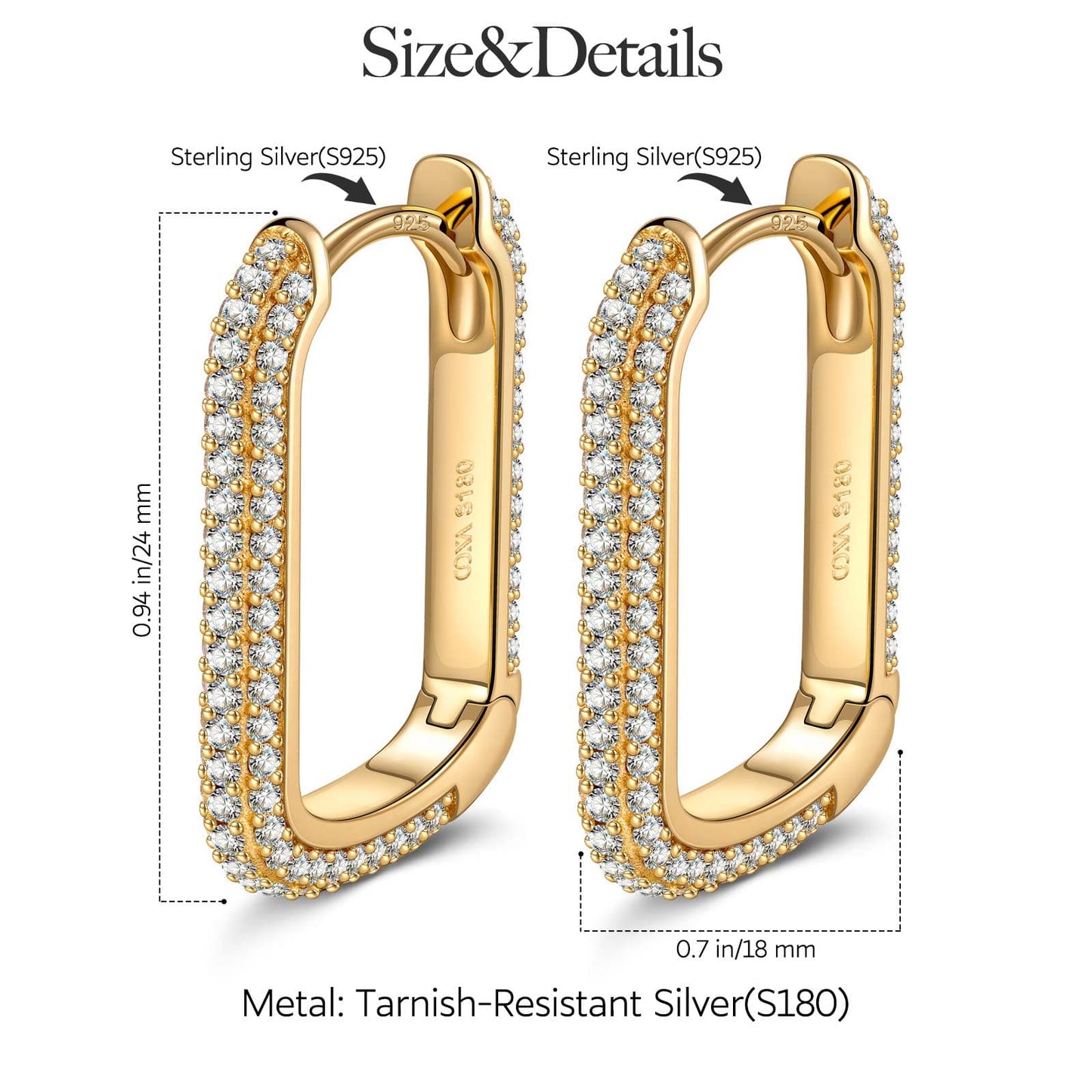 Shimmering Beauty Tarnish-resistant Silver Classic Earrings with Sterling Silver Ear Post In 14K Gold Plated