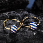 [?As @anlena_ea's Pick] Sea Waves Tarnish-resistant Silver Charms Earrings Set with Enamle M size Classic Hoop Earrings with Sterling Silver Ear Post In 14K Gold Plated
