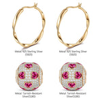 Sterling Silver Pink Love Earrings In 14K Gold Plated