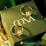 Sterling Silver Pink Love Earrings In 14K Gold Plated