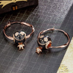 Sterling Silver Ghost Doll Hoop Earrings With Enamel In Rose Gold Plated