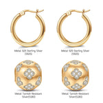 Sterling Silver Lucky Clover Hoop Earrings In 14K Gold Plated