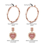 [?As @JeannieBASMR's Pick] Sterling Silver Crowned With Love Charms Earrings Set With Enamel In Rose Gold Plated