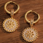 Sterling Silver Summer Flower Charms Earrings Set In 14K Gold Plated