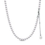 Sterling Silver Horseshoe Pearl Necklace In White Gold Plated