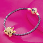 Cute Koala Tarnish-resistant Silver Charms Bracelet Set With Enamel In 14K Gold Plated