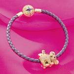 Cute Koala Tarnish-resistant Silver Charms Bracelet Set With Enamel In 14K Gold Plated