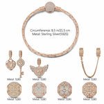 Endless Love Tarnish-resistant Silver Charms Bracelet Set In Rose Gold Plated