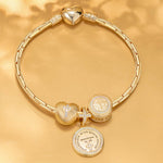 Sterling Silver God's Welfare Charms Bracelet Set In 14K Gold Plated