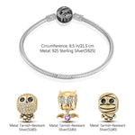 Sterling Silver Mummy Messengers Charms Bracelet Set With Enamel In White Gold Plated