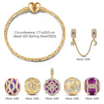 Sterling Silver Impressions Of Versailles Charms Bracelet Set With Enamel In 14K Gold Plated