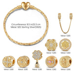 Sterling Silver Memories Of Versailles Charms Bracelet Set In 14K Gold Plated