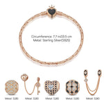 Sterling Silver Valentine's Day Charms Bracelet Set With Enamel In Rose Gold Plated