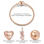 Romantic Love Tarnish-resistant Silver Charms Bracelet Set In Rose Gold Plated