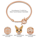 Lucky Corgi Tarnish-resistant Silver Charms Bracelet Set With Enamel In Rose Gold Plated