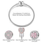 Sterling Silver Girl In Her Prime Charms Bracelet Set With Enamel In White Gold Plated