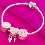 Sterling Silver Girl In Her Prime Charms Bracelet Set With Enamel In White Gold Plated