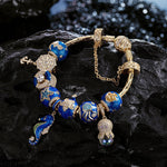 Sterling Silver Island Paradise Charms Bracelet Set With Enamel In 14K Gold Plated