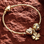 Sterling Silver Lucky Clover Charms Bracelet Set In 14K Gold Plated