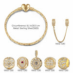 Sterling Silver Harvest Charms Bracelet Set With Enamel In 14K Gold Plated