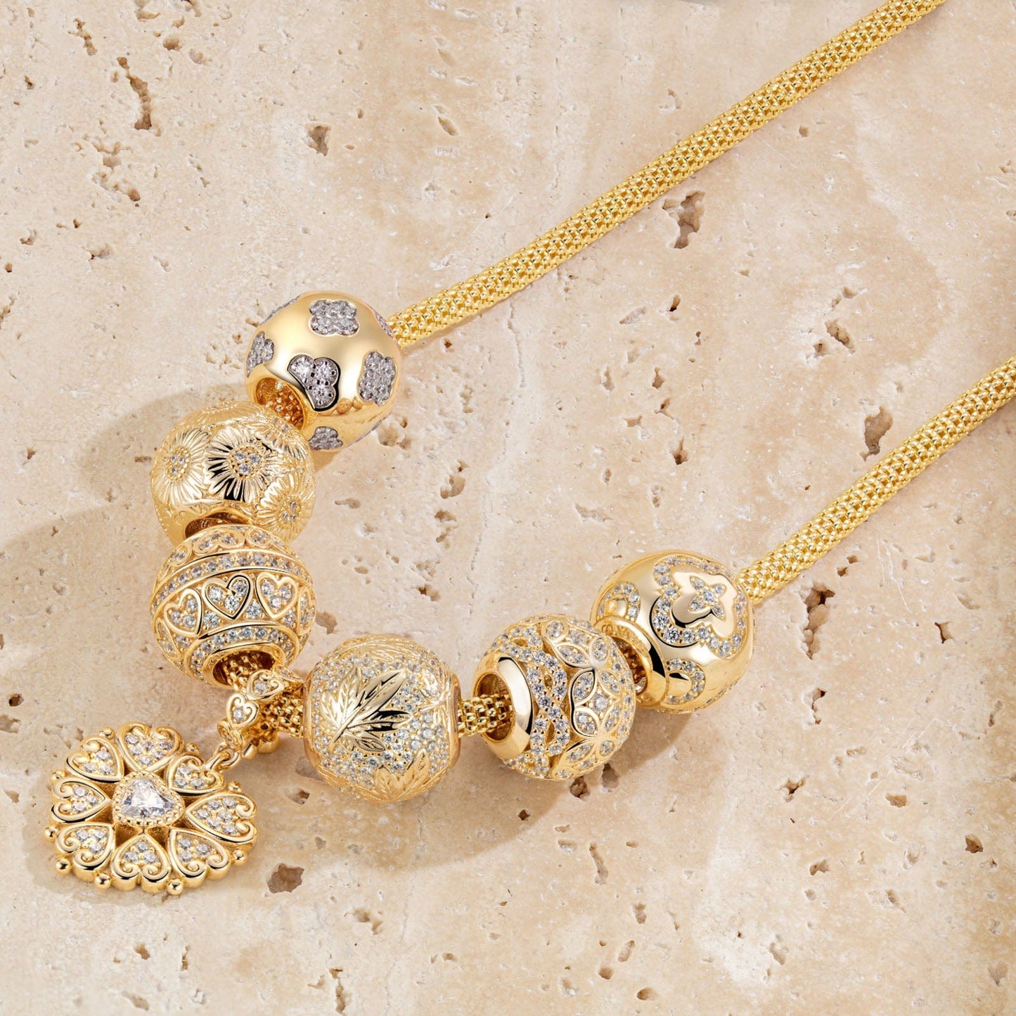 Sterling Silver Autumn Garden Necklace Set With Enamel In 14K Gold Plated