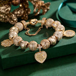 Sterling Silver Secret Garden Charms Bracelet Set In 14K Gold Plated