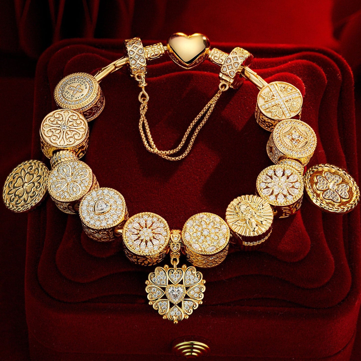 Sterling Silver A Journey Through Time Charms Bracelet Set In 14K Gold Plated