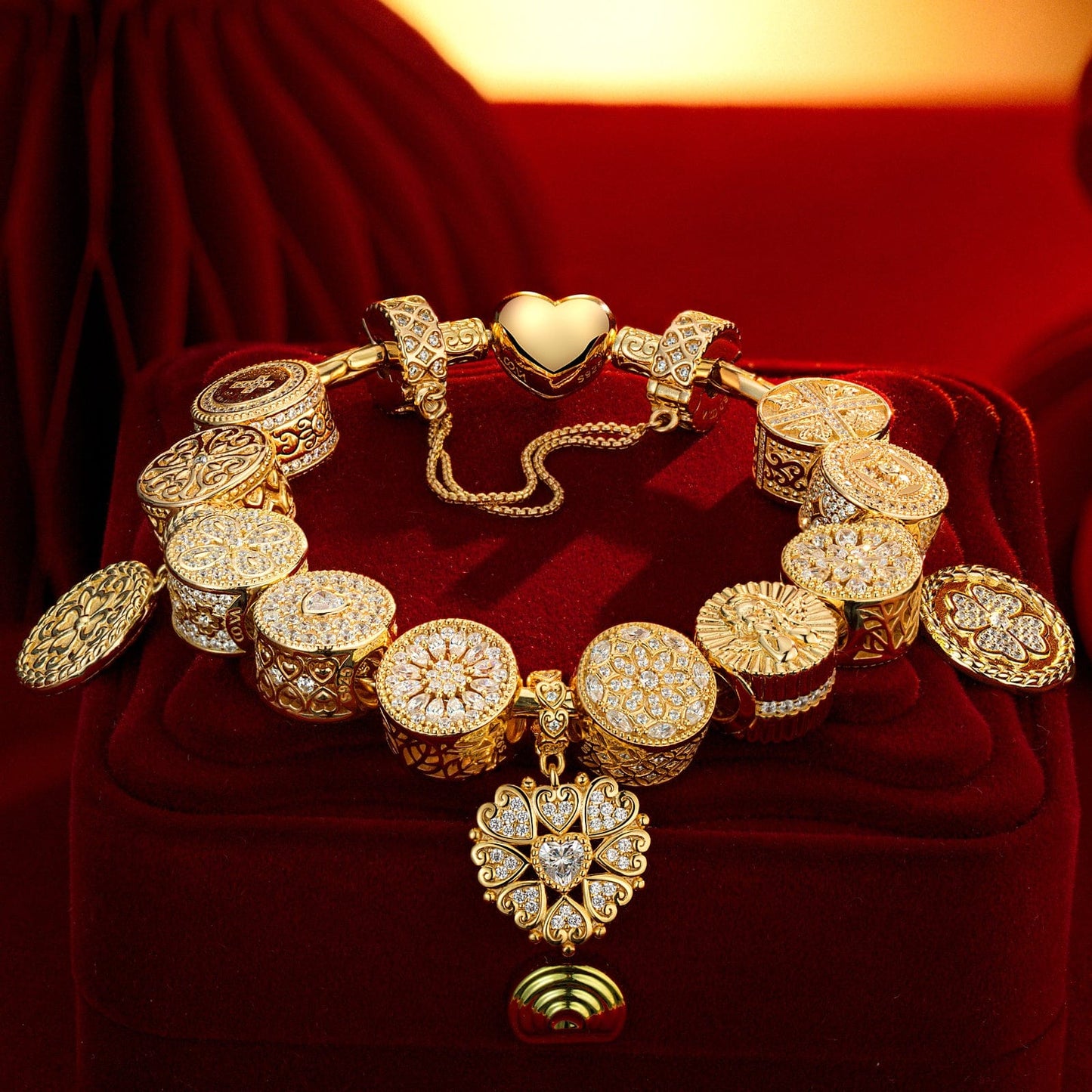 Sterling Silver A Journey Through Time Charms Bracelet Set In 14K Gold Plated