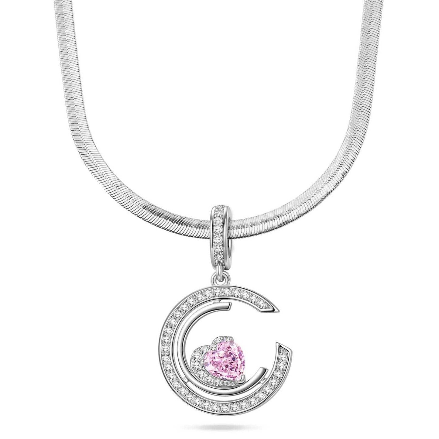 Sterling Silver Serene Serenade Charms Necklace Set In White Gold Plated