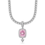 Sterling Silver Tennis Chain Metropolitan Muse Charms Necklace Set In White Gold Plated