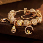 Sterling Silver Luminous Manhattan Charms Bracelet Set In 14K Gold Plated