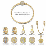 Sterling Silver Artistic Horizon Charms Bracelet Set In 14K Gold Plated