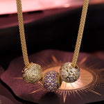 Sterling Silver Luxuriant Growth Charms Necklace Set With Enamel In 14K Gold Plated