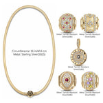 Sterling Silver Luck and Protection Charms Necklace Set In 14K Gold Plated