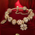 Sterling Silver Heart's Desire Charms Bracelet Set In 14K Gold Plated