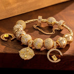 Sterling Silver Rooftop Soiree Charms Bracelet Set In 14K Gold Plated