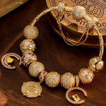 Sterling Silver Rooftop Soiree Charms Bracelet Set In 14K Gold Plated