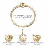 Sterling Silver Gleaming Affection Charms Bracelet Set In 14K Gold Plated