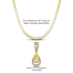 Sterling Silver Flat Snake Chain Mermaid's Tear Charms Necklace Set In 14K Gold Plated