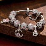 [?As @JeannieBASMR's Pick] Sterling Silver Drop Of Eternal Love Charms Bracelet Set In White Gold Plated