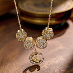 Sterling Silver Moonlit Romance Charms Necklace Set In 14K Gold Plated